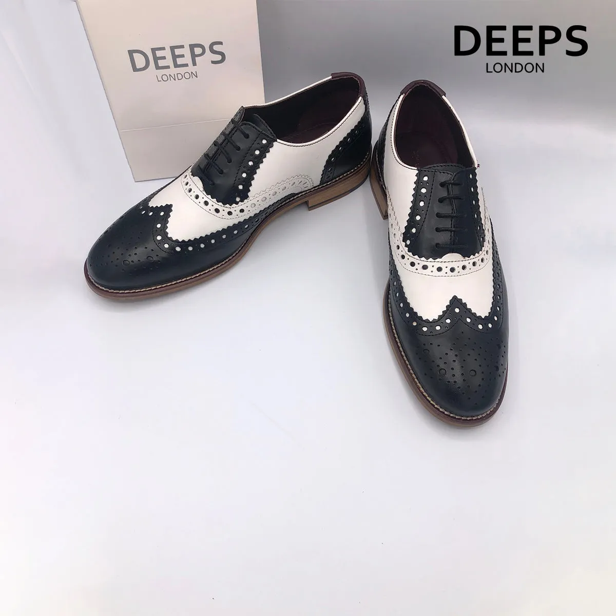 JIM LONDON BROGUES HANDCRAFTED GATSBY MEN'S SHOES TANWHITE