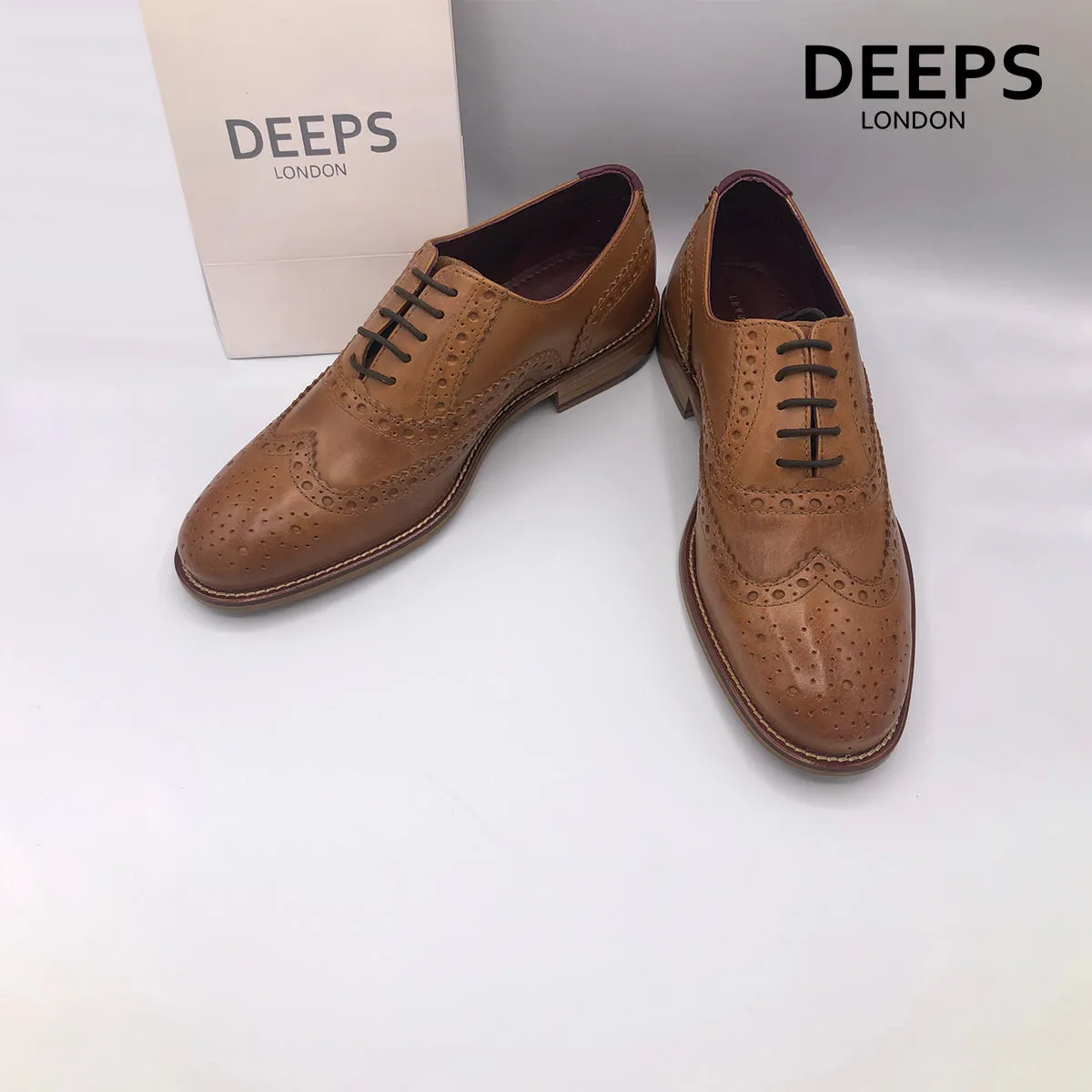 JIM LONDON BROGUES HANDCRAFTED GATSBY MEN'S SHOES TANWHITE