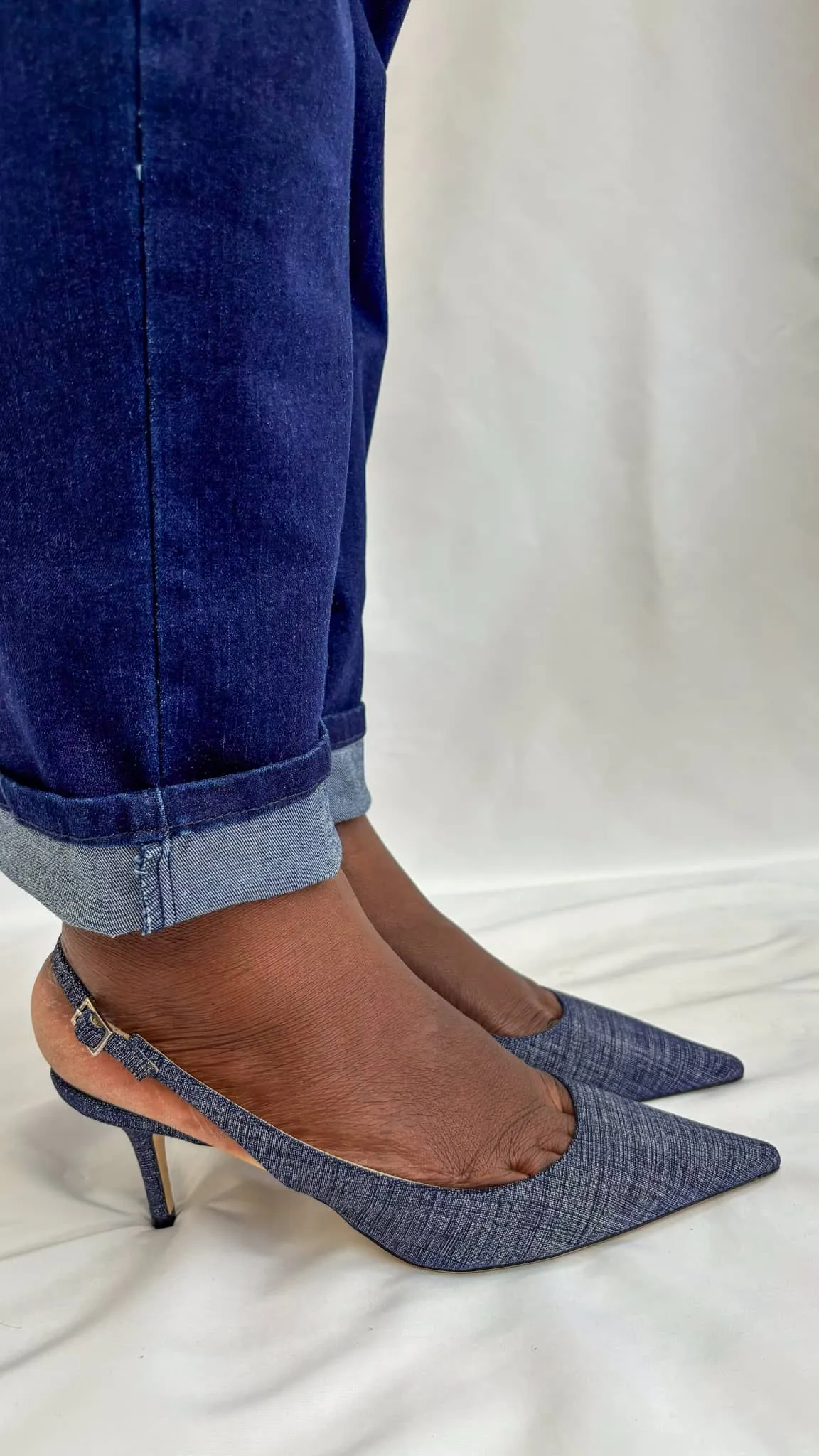 Jimmy Choo Harper Denim Kitten Heels Woman
