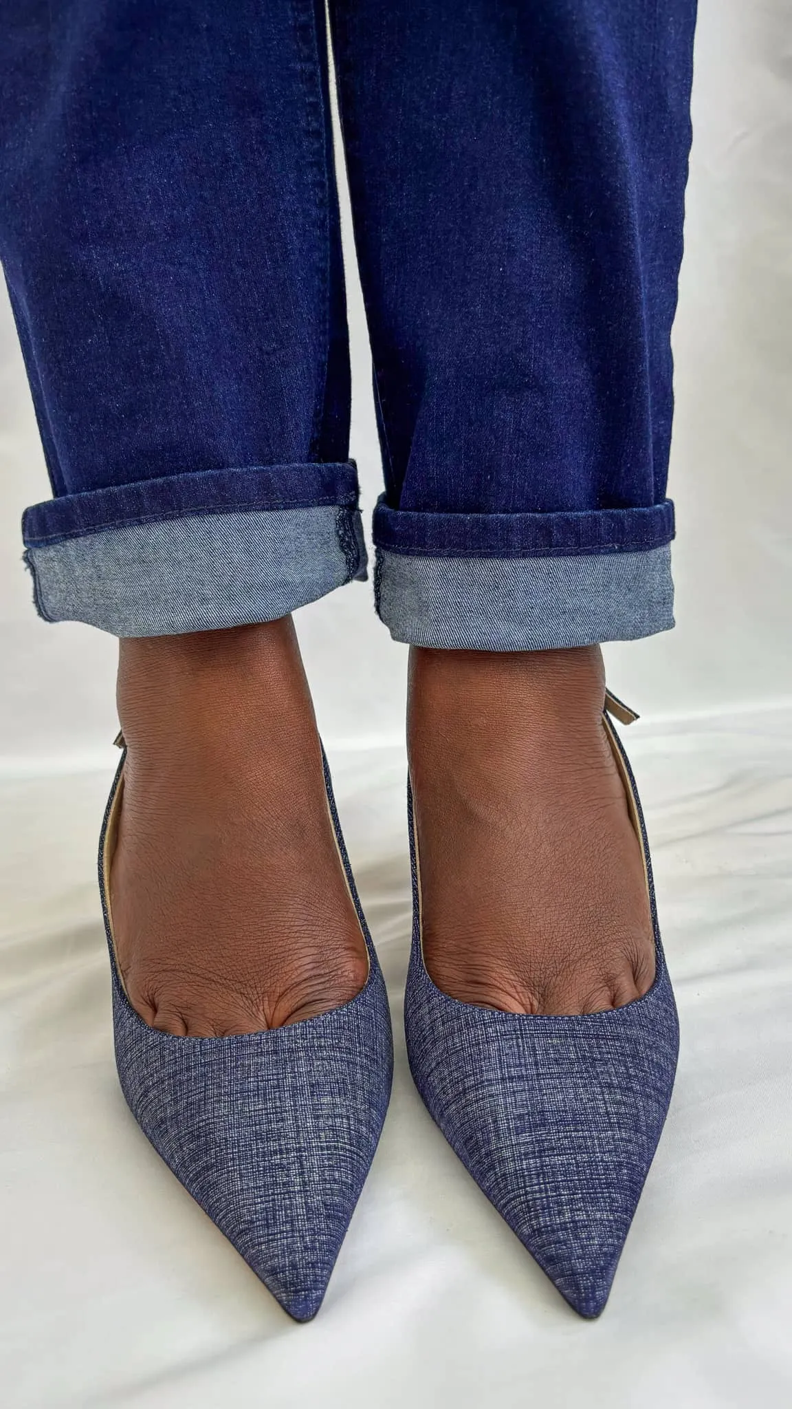 Jimmy Choo Harper Denim Kitten Heels Woman