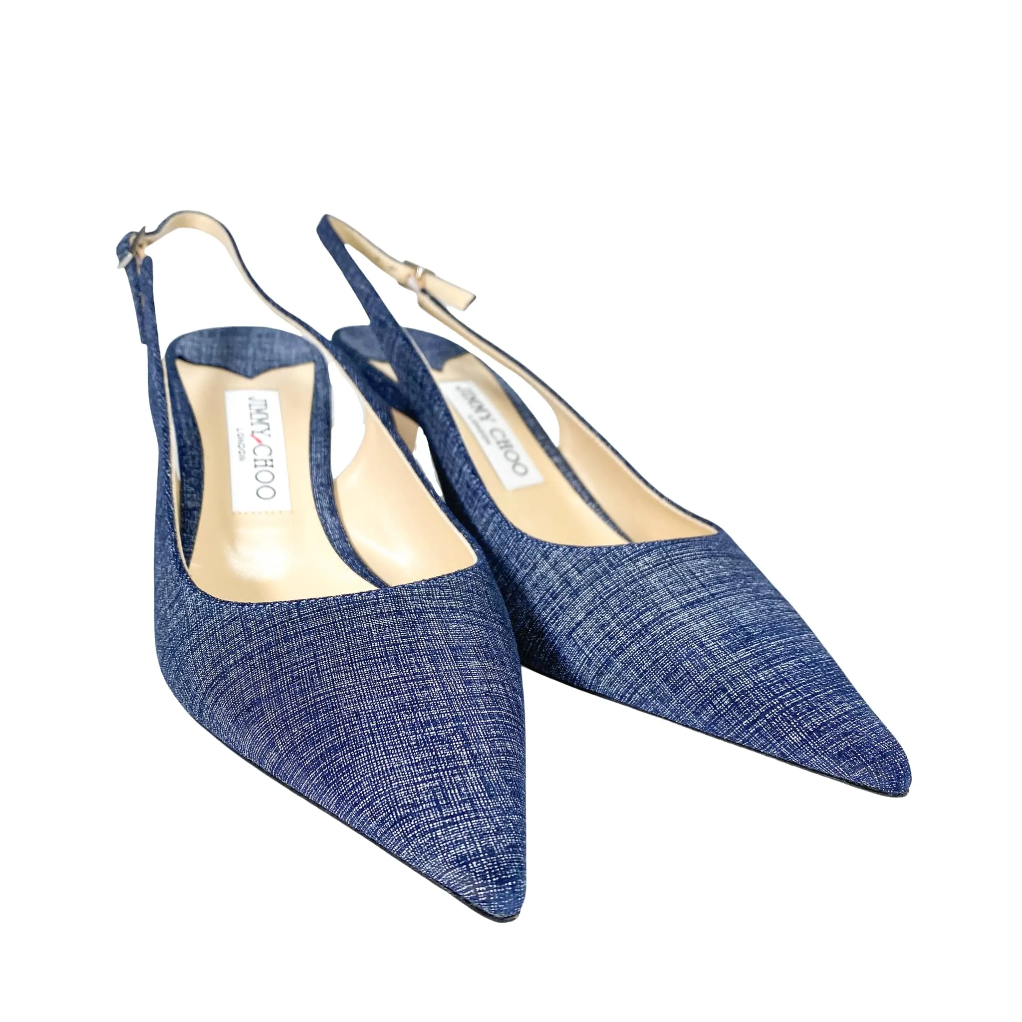 Jimmy Choo Harper Denim Kitten Heels Woman