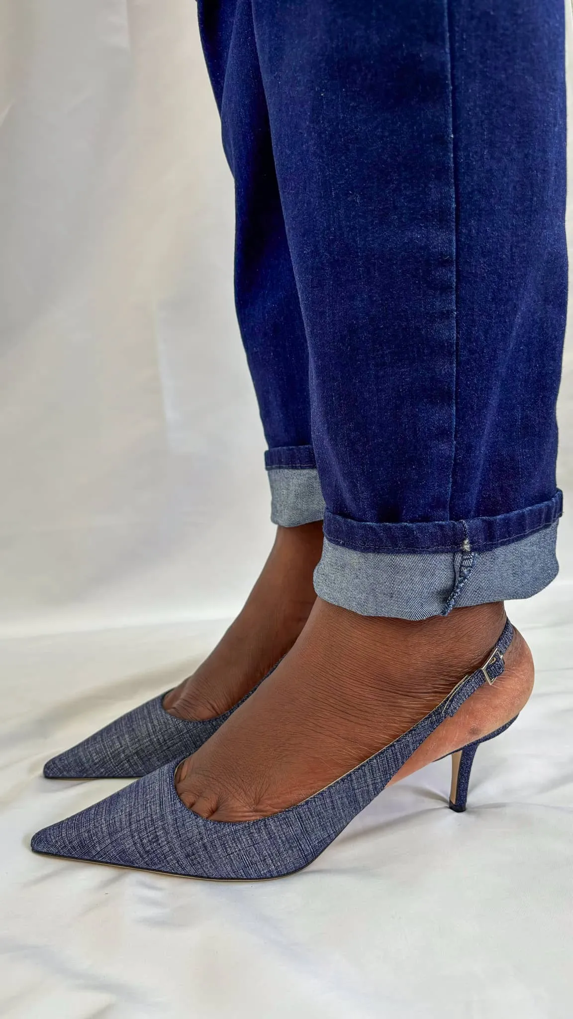 Jimmy Choo Harper Denim Kitten Heels Woman