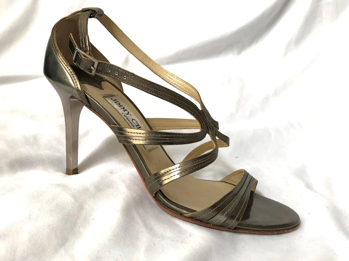 Jimmy Choo Size 7.5 Champagne Leather Heels