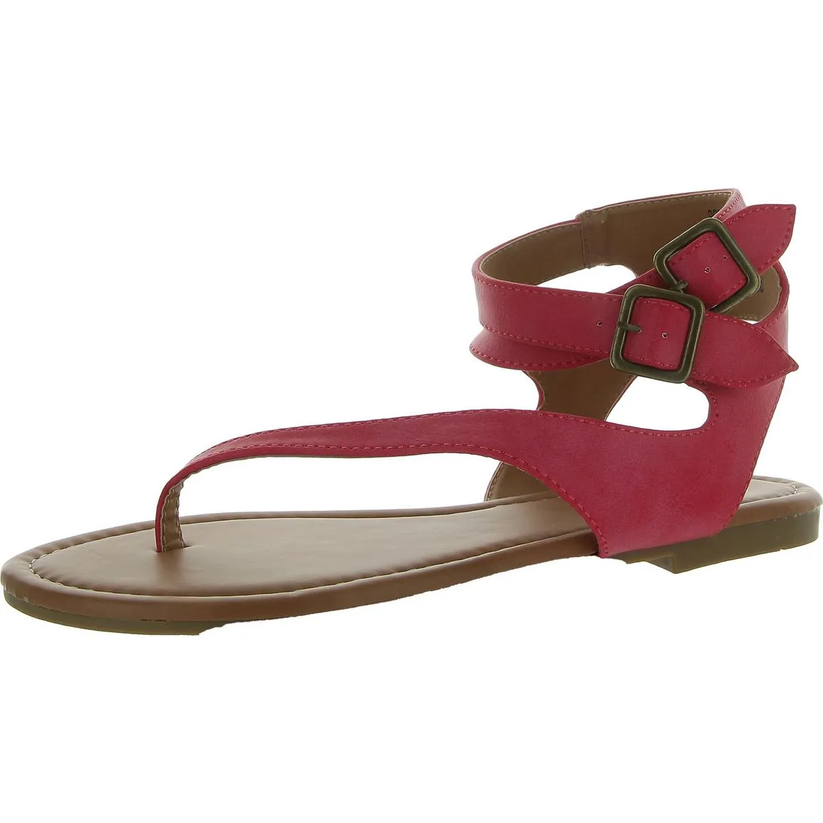 Journee Collection Womens Faux Leather Ankle Thong Sandals