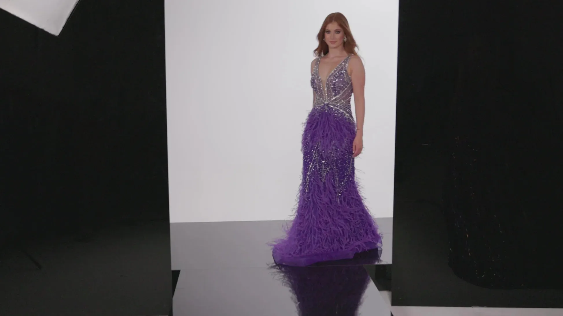 Jovani 03023 Size 8 Lilac Sheer Crystal Prom Dress Feather Formal Evening Gown Wedding Pageant Couture