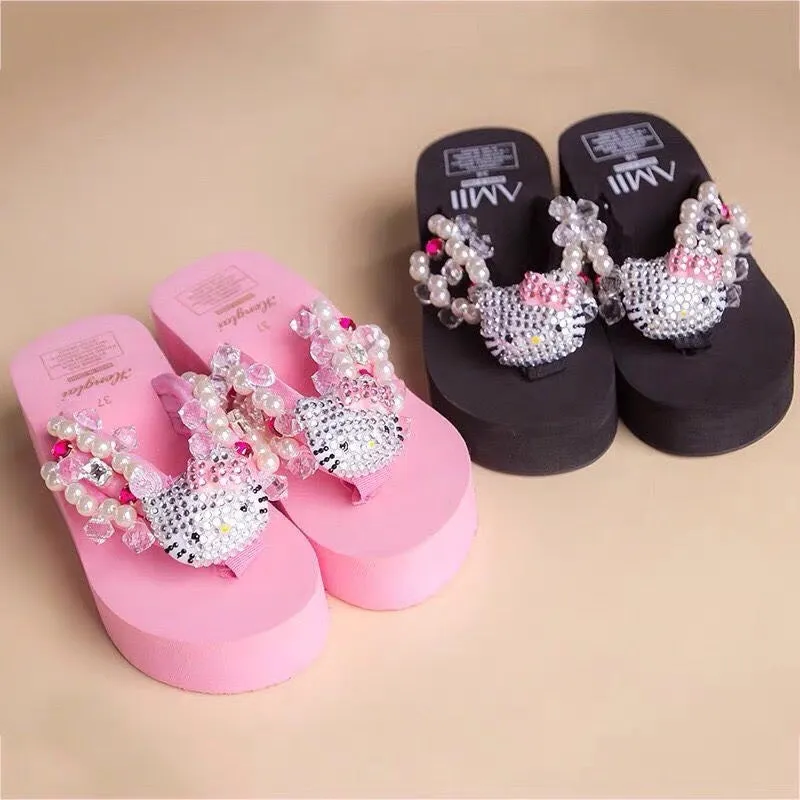Kawaii Fashion Y2K Aesthetic Hello Kitty Platform Sandals Slides