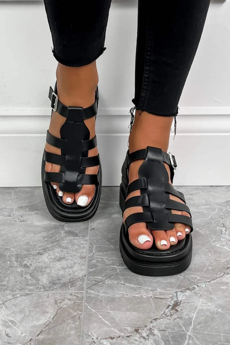 KHAI Chunky Platform Gladiator Sandals - Black