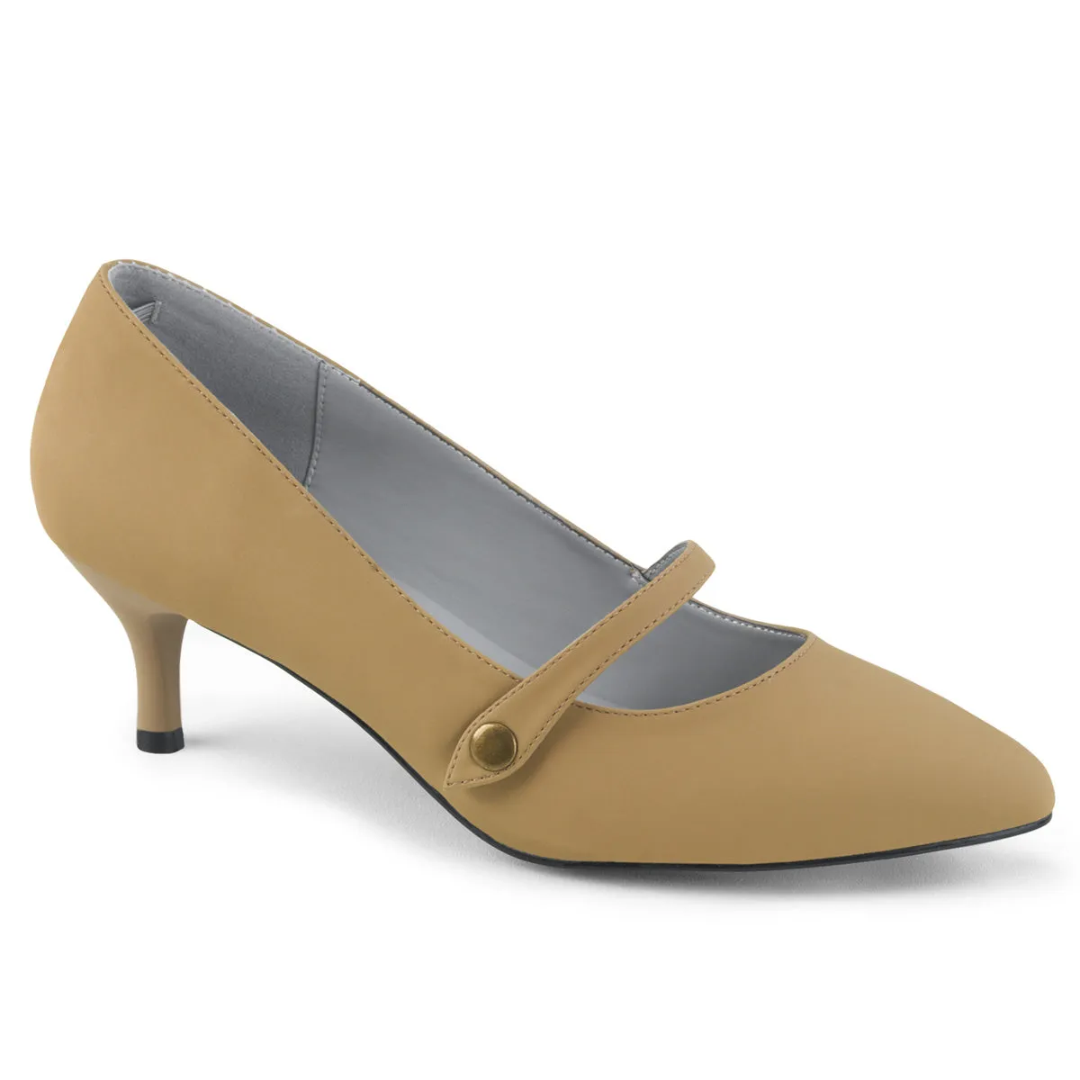 KITTEN-03 Large Size Ladies Shoes 2.5" Heel Taupe Nubuck Kitten Heels