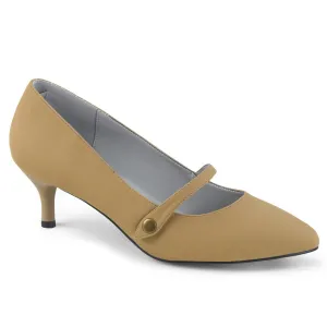KITTEN-03 Large Size Ladies Shoes 2.5" Heel Taupe Nubuck Kitten Heels