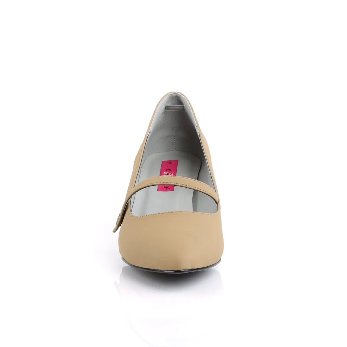 KITTEN-03 Large Size Ladies Shoes 2.5" Heel Taupe Nubuck Kitten Heels