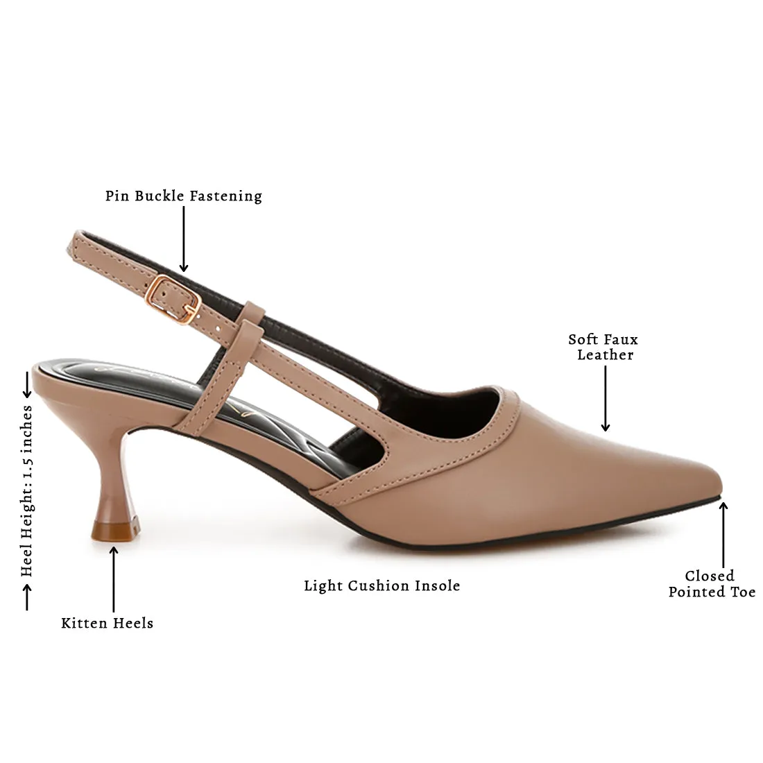 Kitten Heel Slingback Sandals