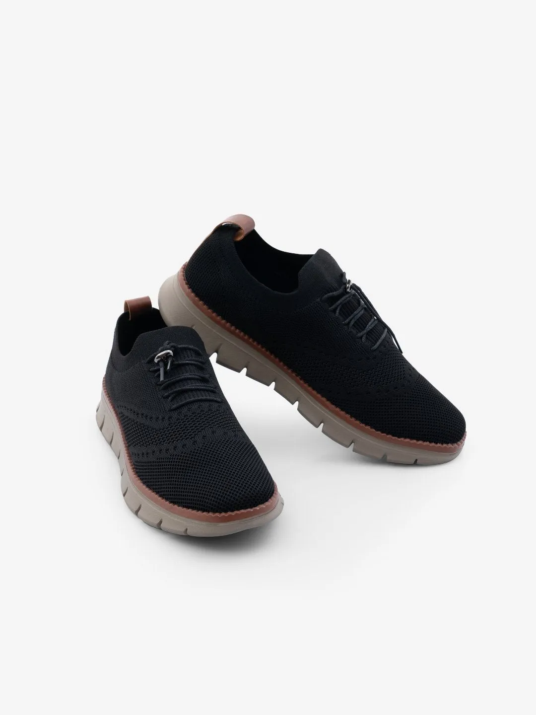 Knitstep Black Classic Flat Sole Low Top Sneakers