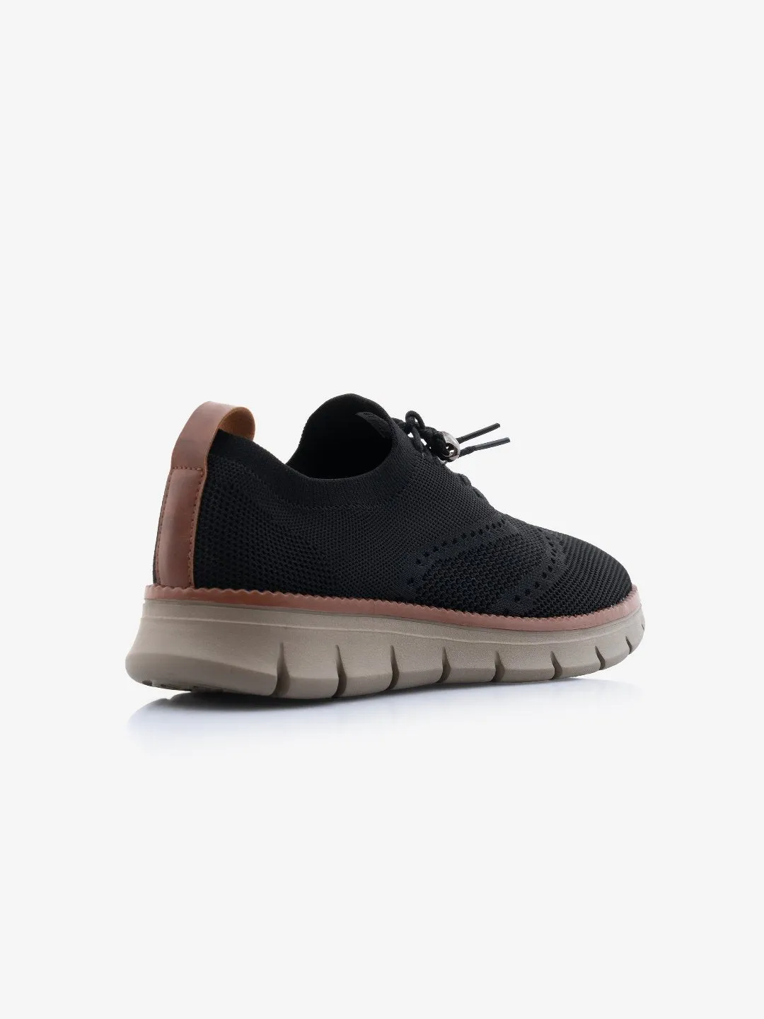 Knitstep Black Classic Flat Sole Low Top Sneakers