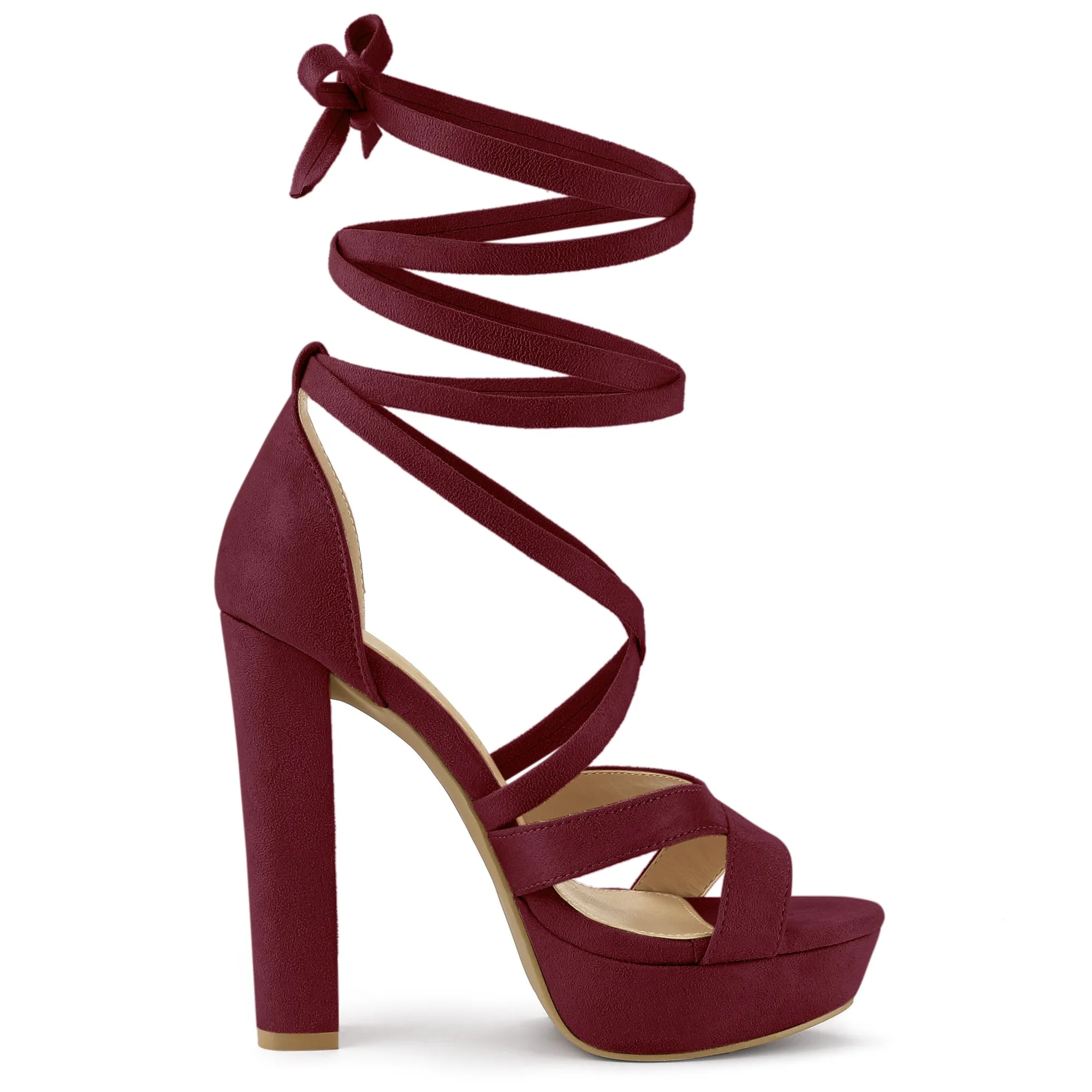 Lace Up Platform Chunky High Heel Sandals