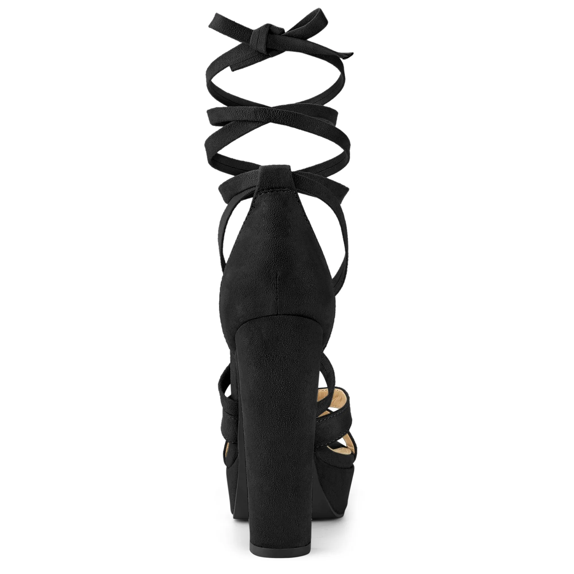 Lace Up Platform Chunky High Heel Sandals