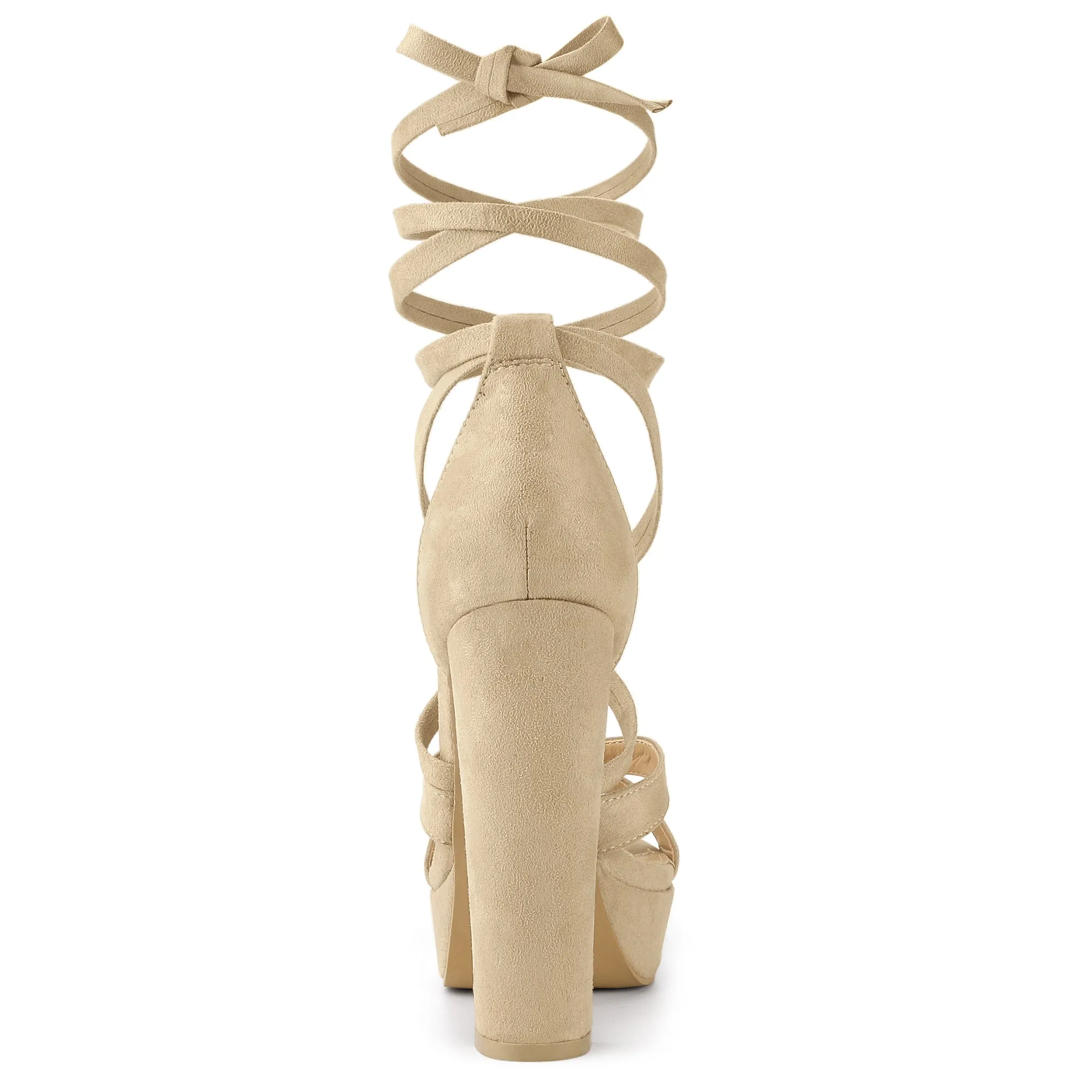 Lace Up Platform Chunky High Heel Sandals