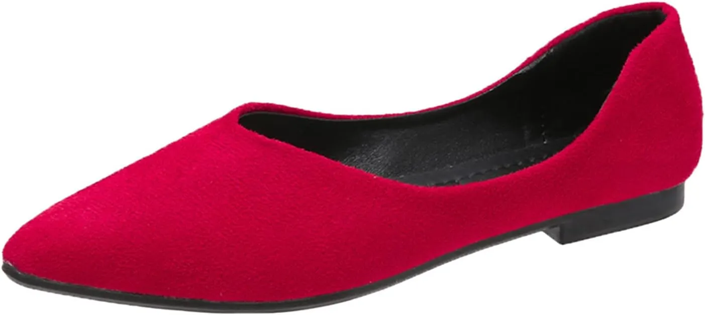 Ladies Fashion Solid Color Pointed Toe Casual Shoes Shallow Flat Shoes Lace Shoes Women