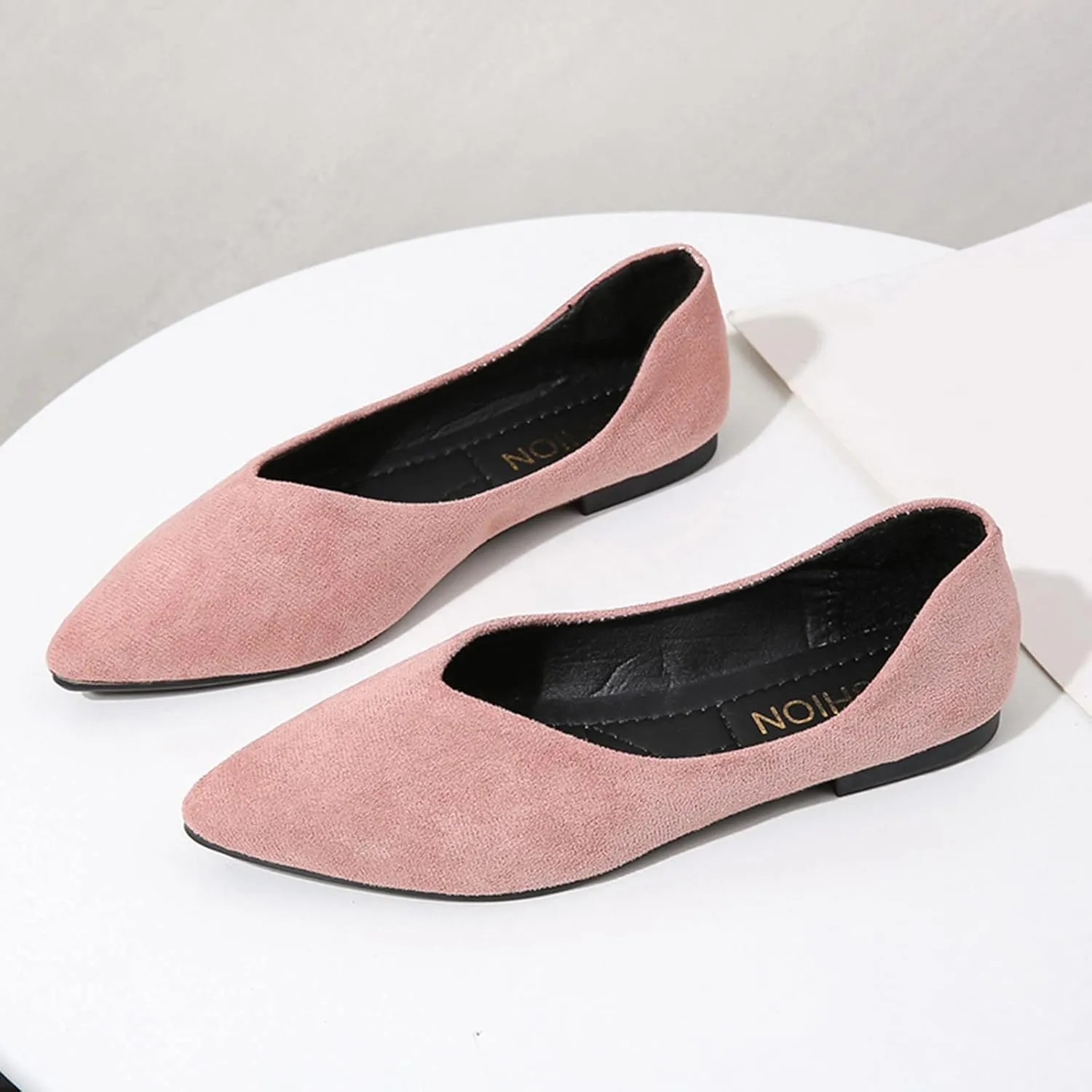 Ladies Fashion Solid Color Pointed Toe Casual Shoes Shallow Flat Shoes Lace Shoes Women