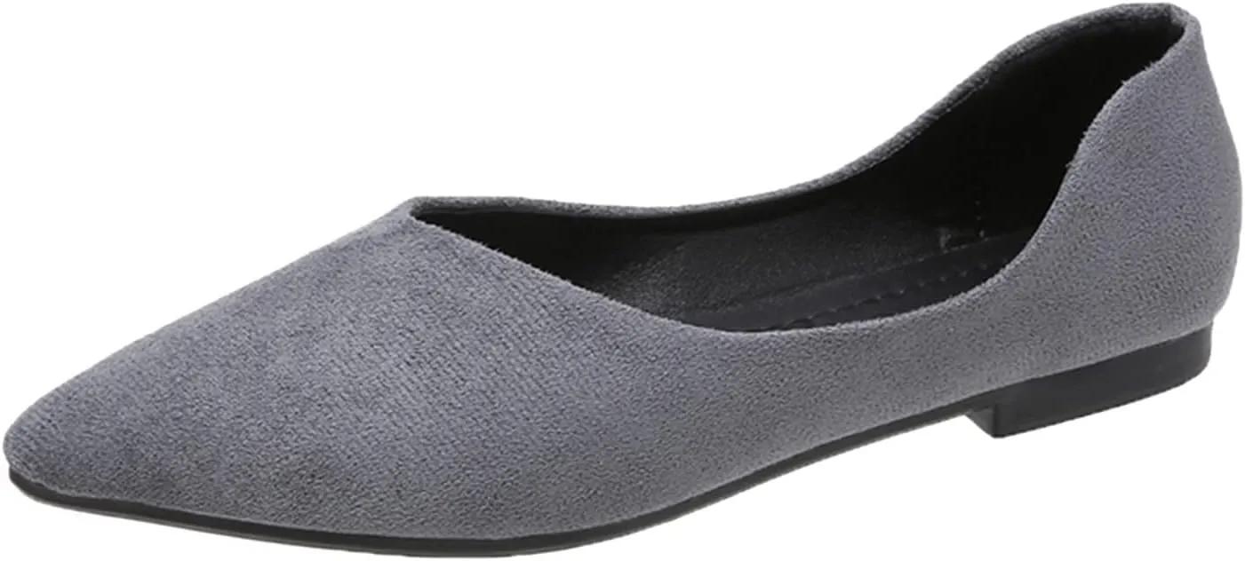 Ladies Fashion Solid Color Pointed Toe Casual Shoes Shallow Flat Shoes Lace Shoes Women