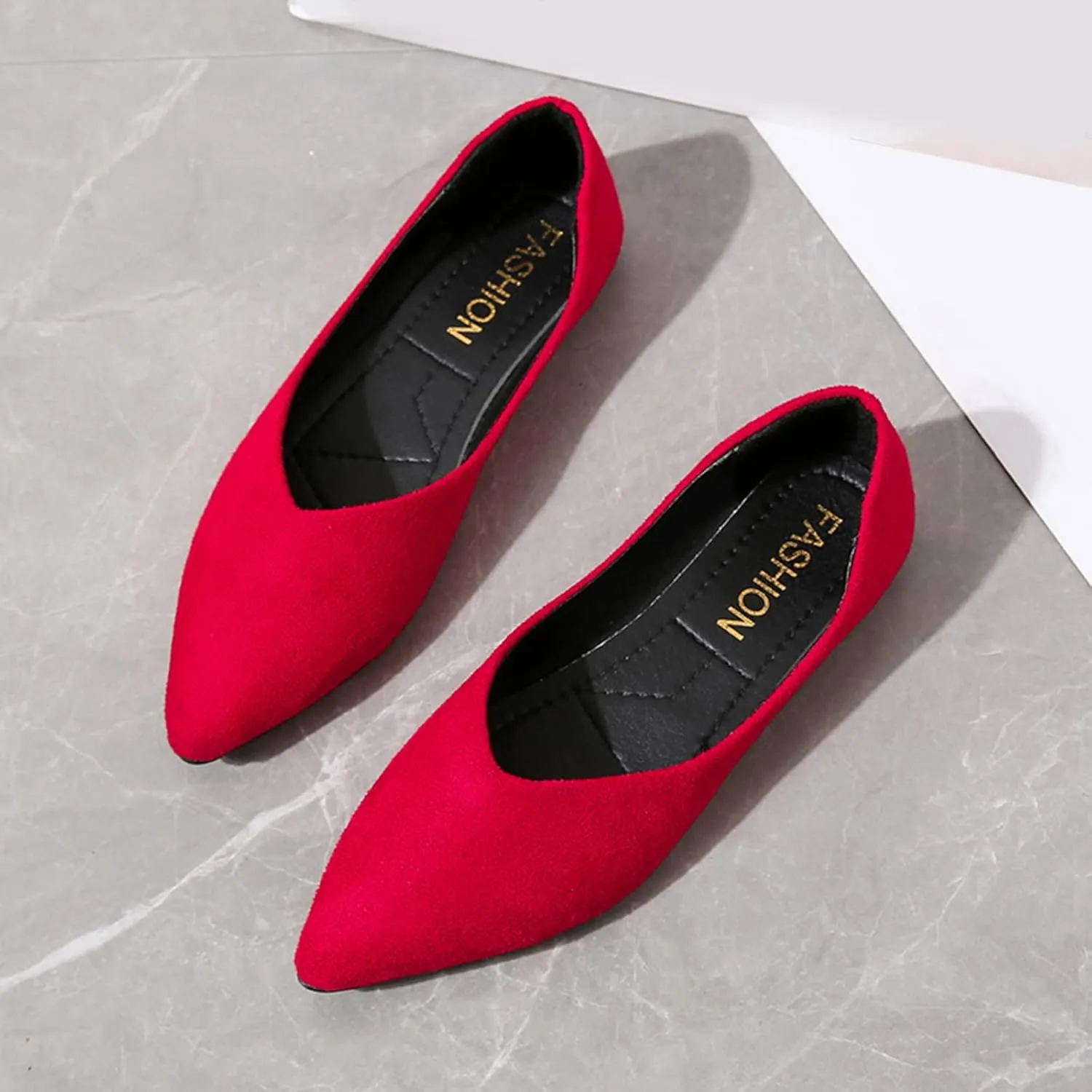 Ladies Fashion Solid Color Pointed Toe Casual Shoes Shallow Flat Shoes Lace Shoes Women