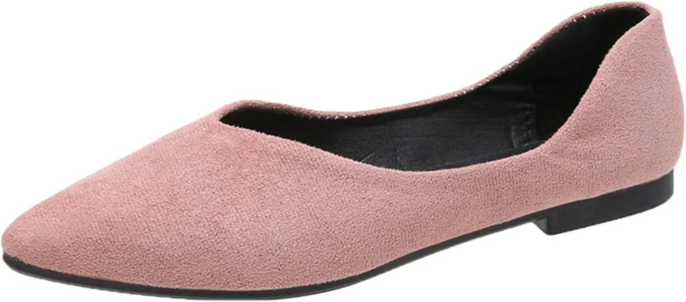 Ladies Fashion Solid Color Pointed Toe Casual Shoes Shallow Flat Shoes Lace Shoes Women