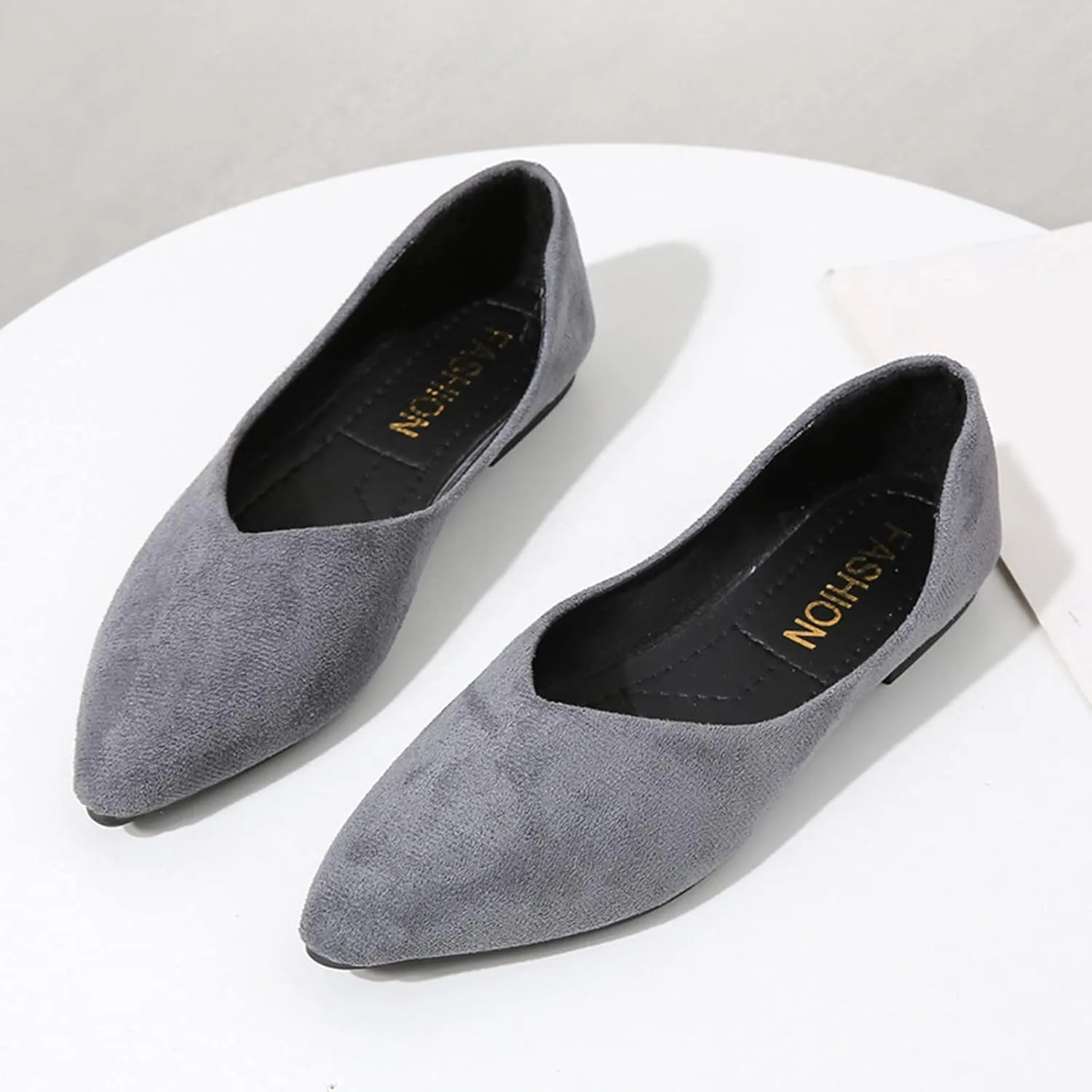 Ladies Fashion Solid Color Pointed Toe Casual Shoes Shallow Flat Shoes Lace Shoes Women