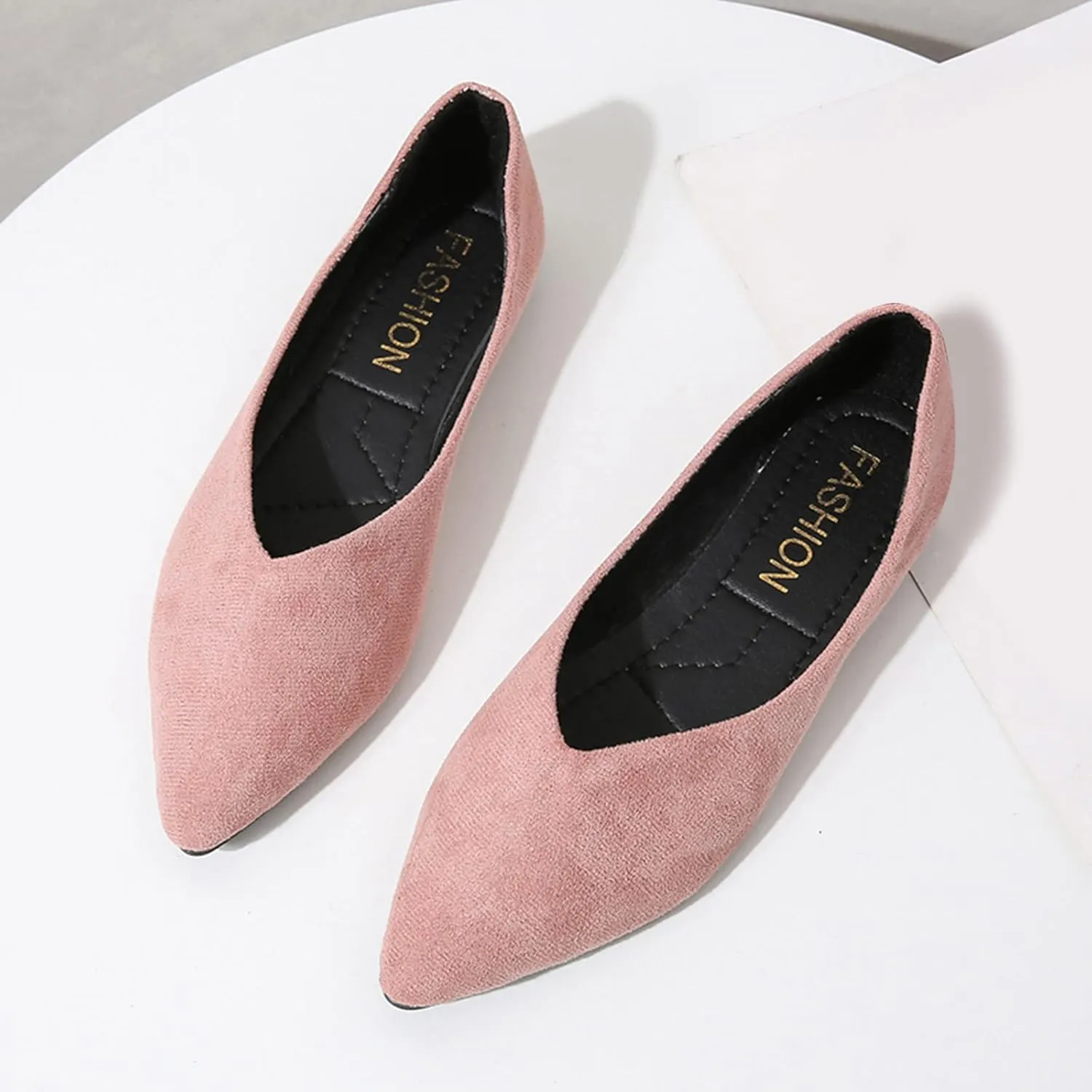 Ladies Fashion Solid Color Pointed Toe Casual Shoes Shallow Flat Shoes Lace Shoes Women