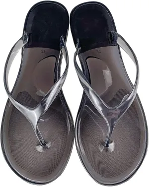 Ladies Summer Transparent Jelly Crystal Flat Bottom Toe Flip Flops Beach Sandal Slippers Nine Slides Sandals for Women