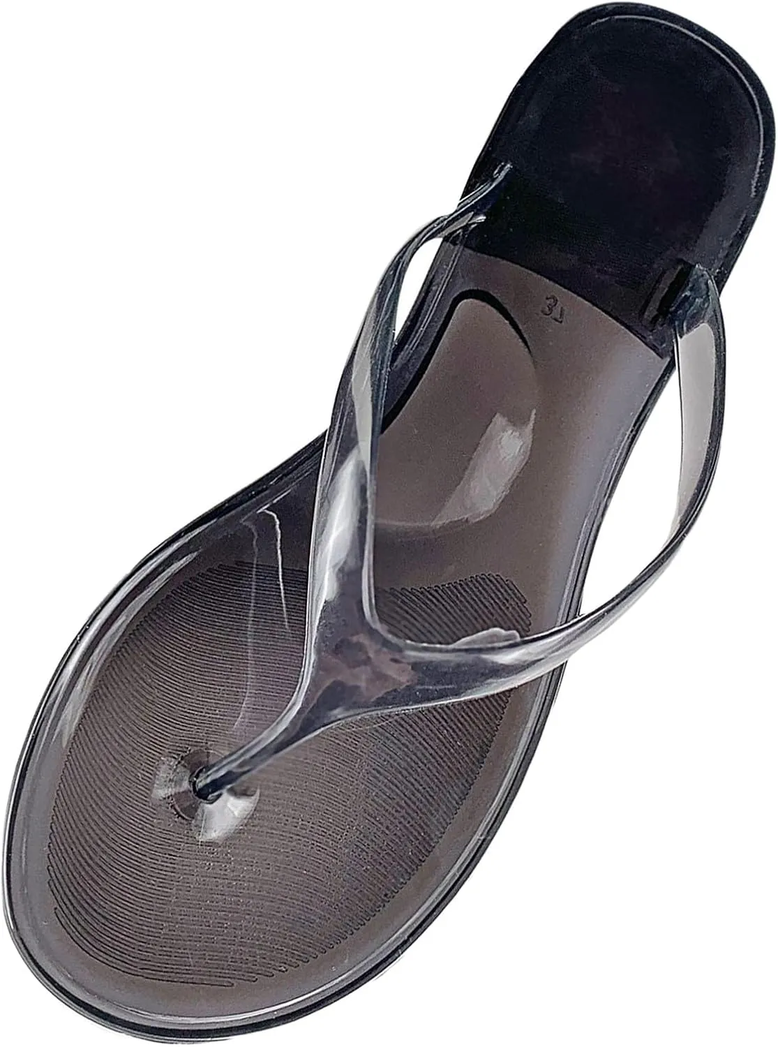 Ladies Summer Transparent Jelly Crystal Flat Bottom Toe Flip Flops Beach Sandal Slippers Nine Slides Sandals for Women