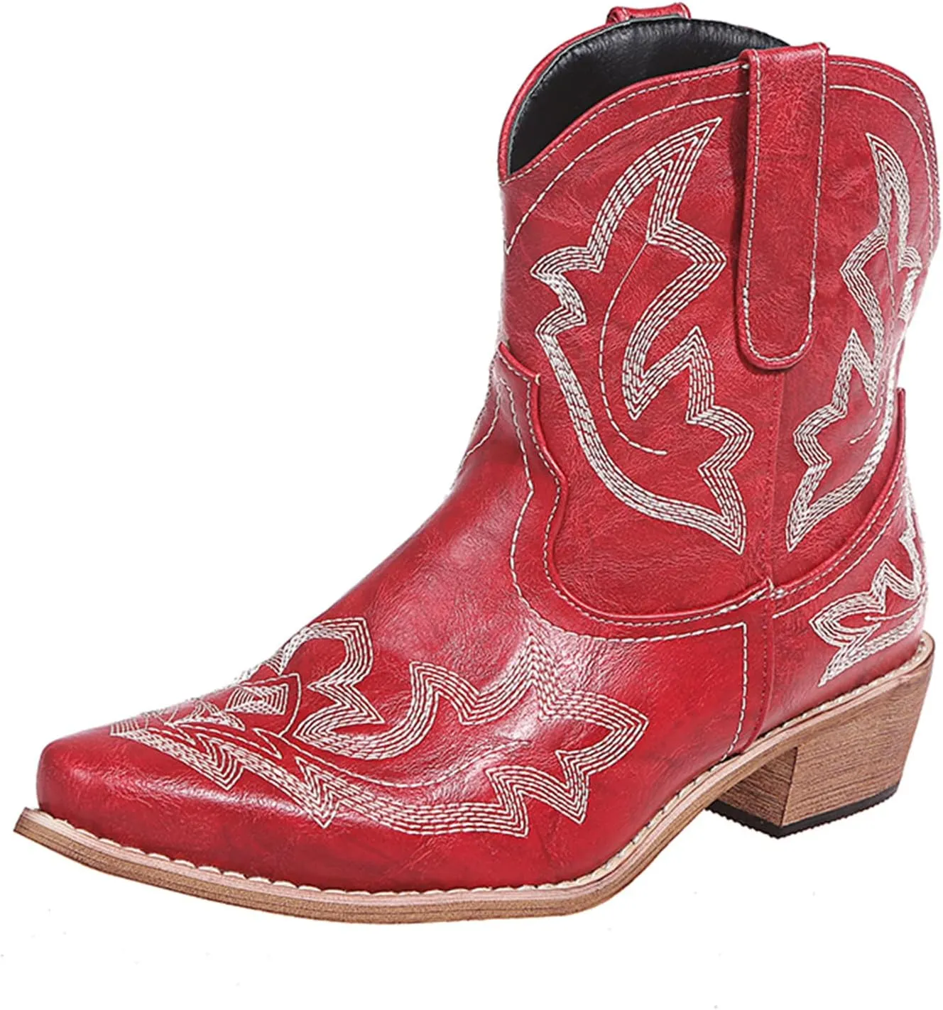 Lausiuoe Ankle Boots For Women Dressy Chunky Heel Chelsea Pump Closed Toe Booties Shoes Western Side Zipper Short Boots