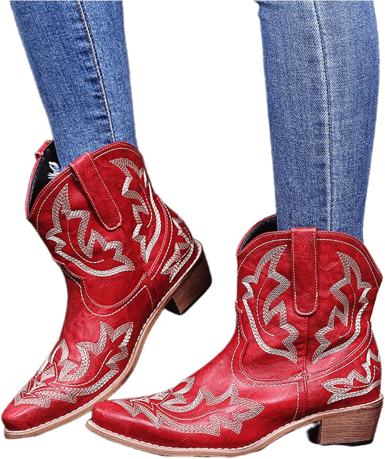 Lausiuoe Ankle Boots For Women Dressy Chunky Heel Chelsea Pump Closed Toe Booties Shoes Western Side Zipper Short Boots