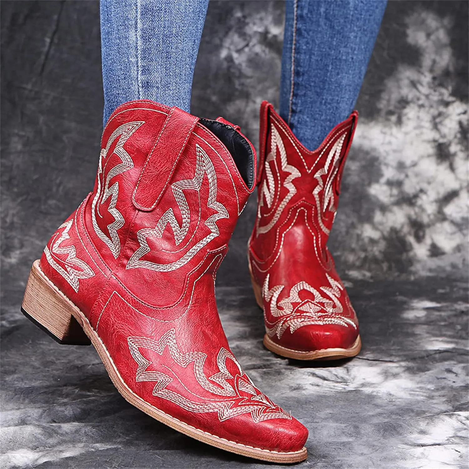 Lausiuoe Ankle Boots For Women Dressy Chunky Heel Chelsea Pump Closed Toe Booties Shoes Western Side Zipper Short Boots