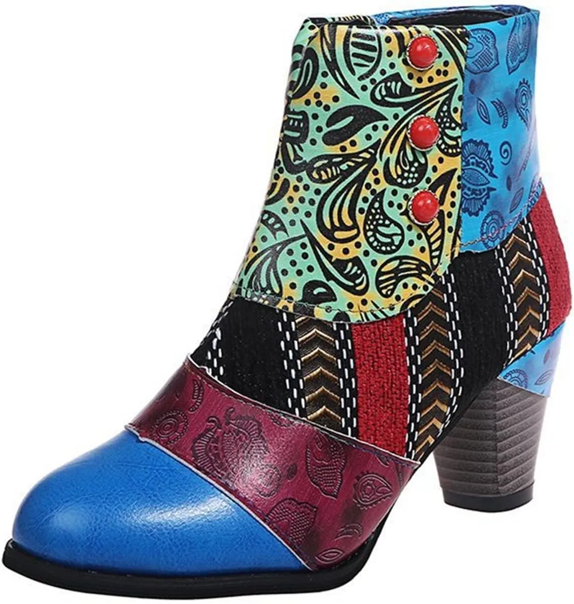 Lausiuoe Ankle Boots For Women Dressy Chunky Heel Slip on Pointed Toe Booties Wide Width Side Zipper Western Short Boots