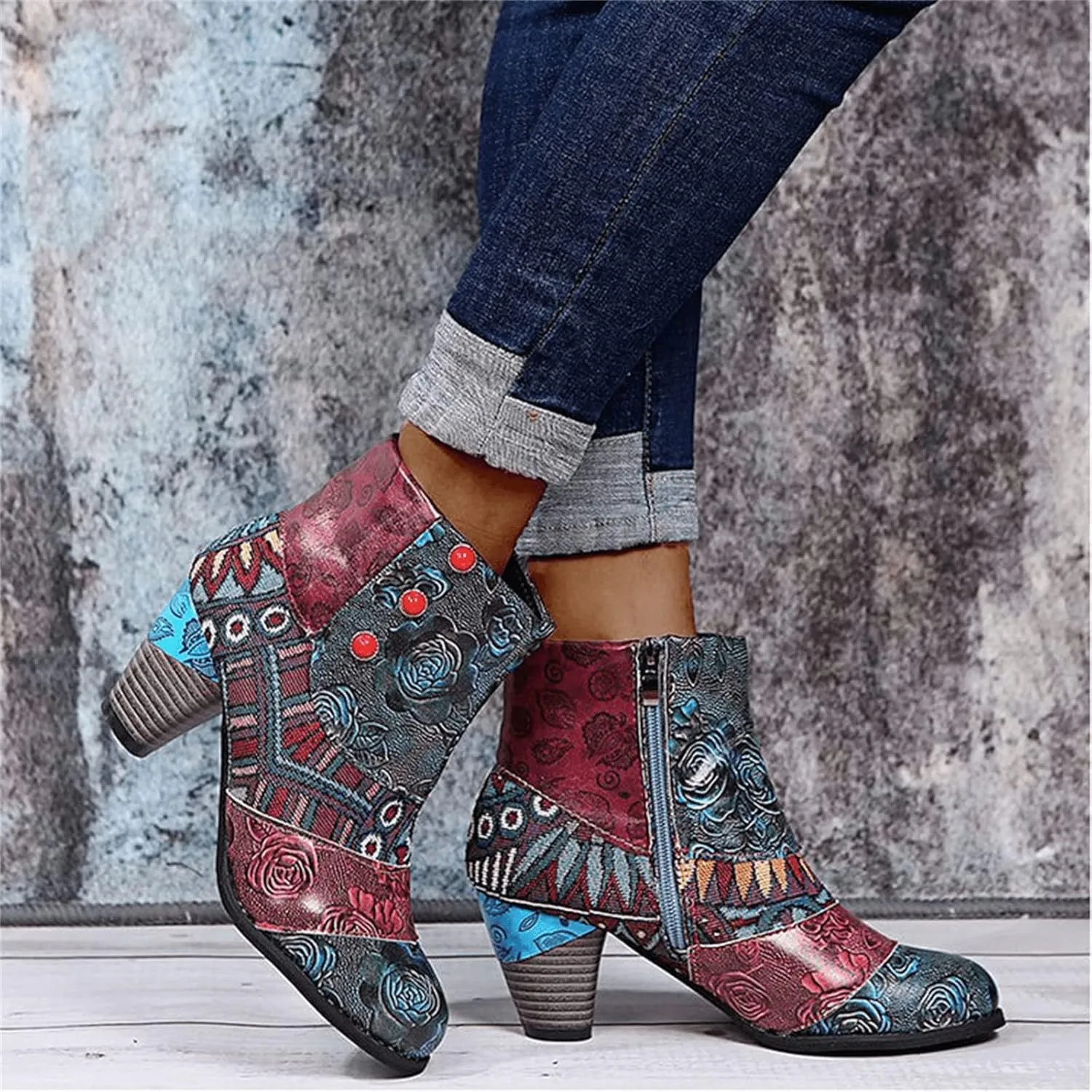 Lausiuoe Ankle Boots For Women With Heel Chunky Block Chelsea Closed Toe Booties Shoes Western Side Zipper Short Boots