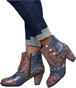 Lausiuoe Ankle Boots For Women With Heel Chunky Block Chelsea Closed Toe Booties Shoes Western Side Zipper Short Boots