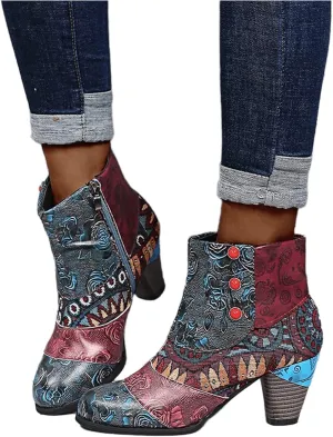Lausiuoe Ankle Boots For Women With Heel Chunky Block Chelsea Closed Toe Booties Shoes Western Side Zipper Short Boots
