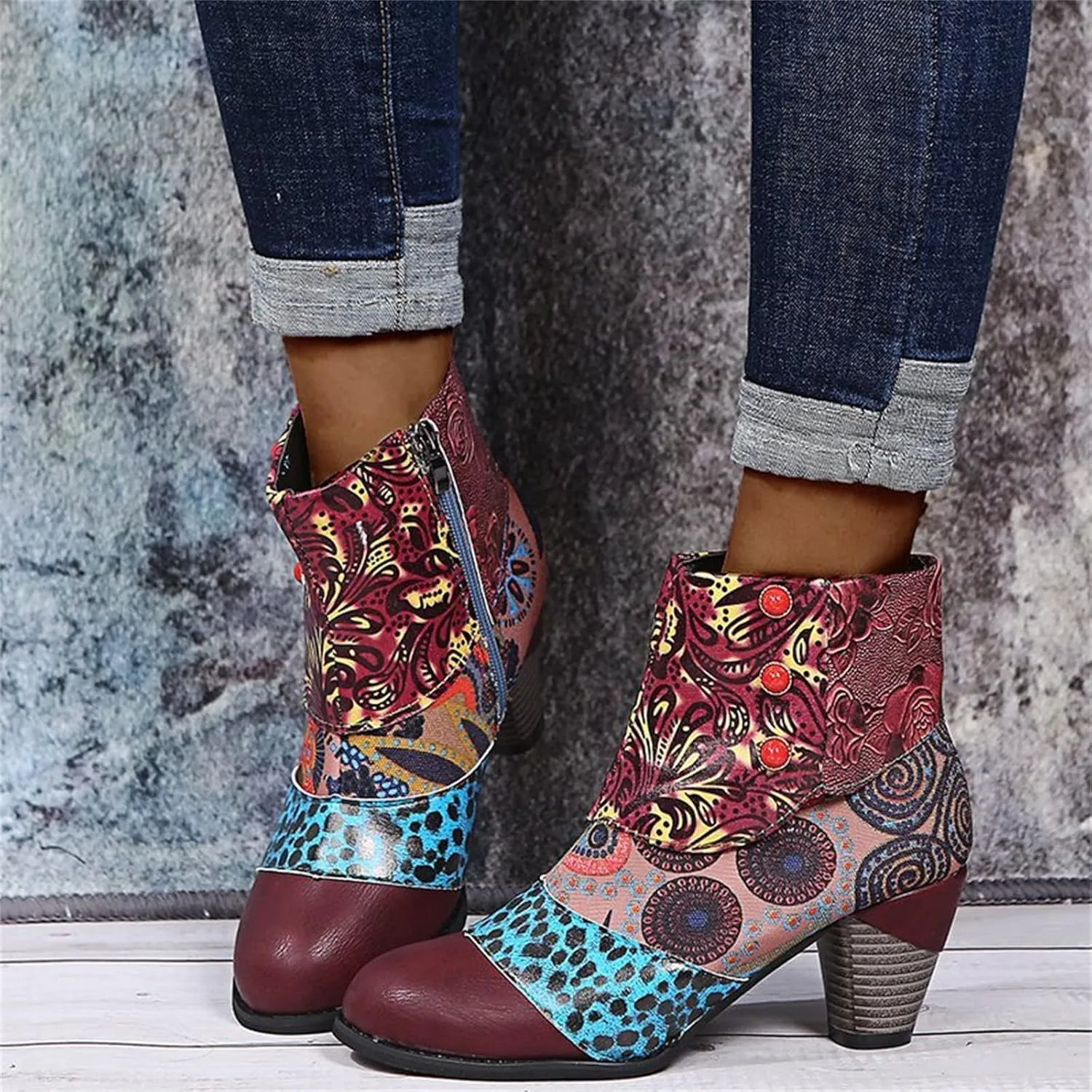 Lausiuoe Ankle Boots For Women With Heel Chunky Block Chelsea Closed Toe Booties Shoes Western Side Zipper Short Boots