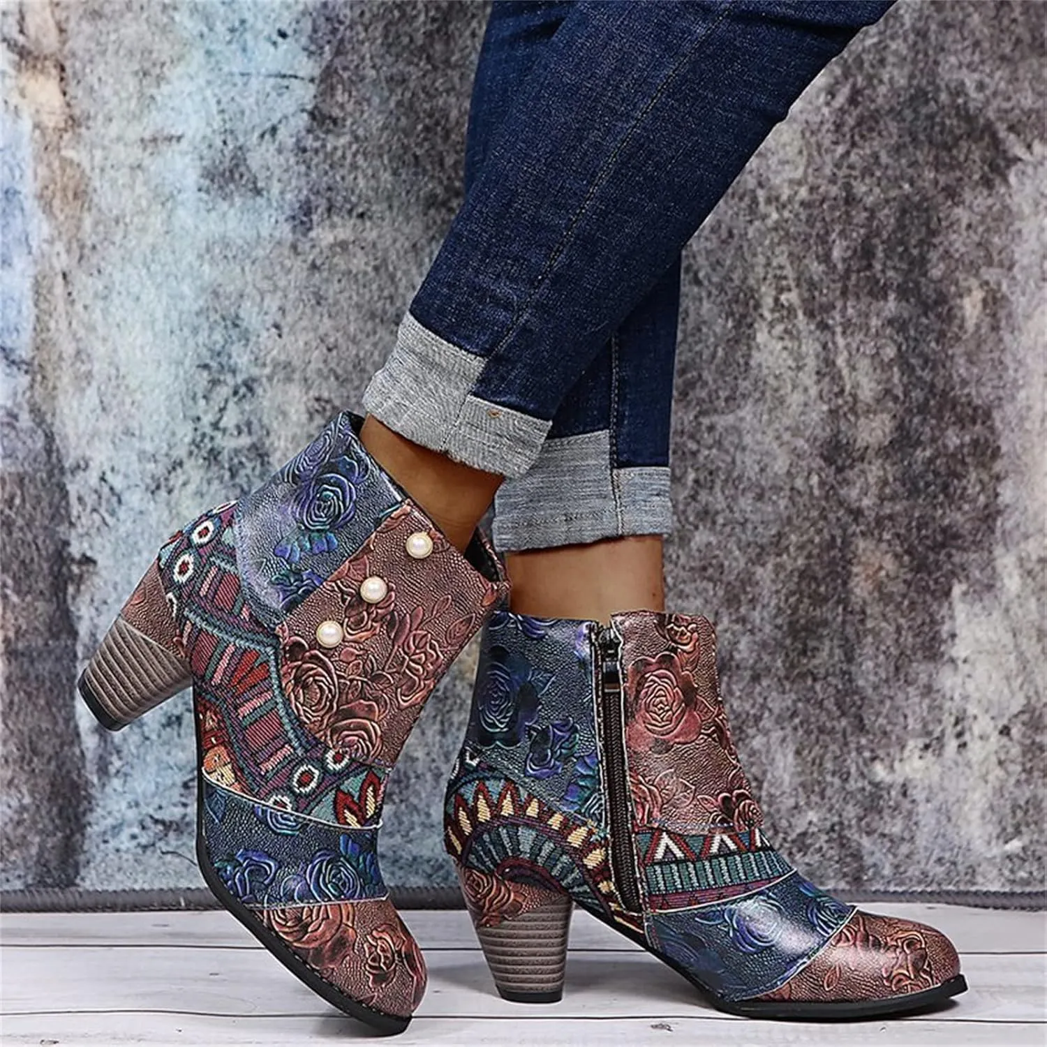 Lausiuoe Ankle Boots For Women With Heel Chunky Block Chelsea Closed Toe Booties Shoes Western Side Zipper Short Boots