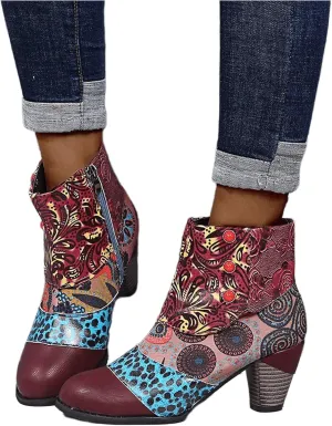 Lausiuoe Ankle Boots For Women With Heel Chunky Block Chelsea Closed Toe Booties Shoes Western Side Zipper Short Boots