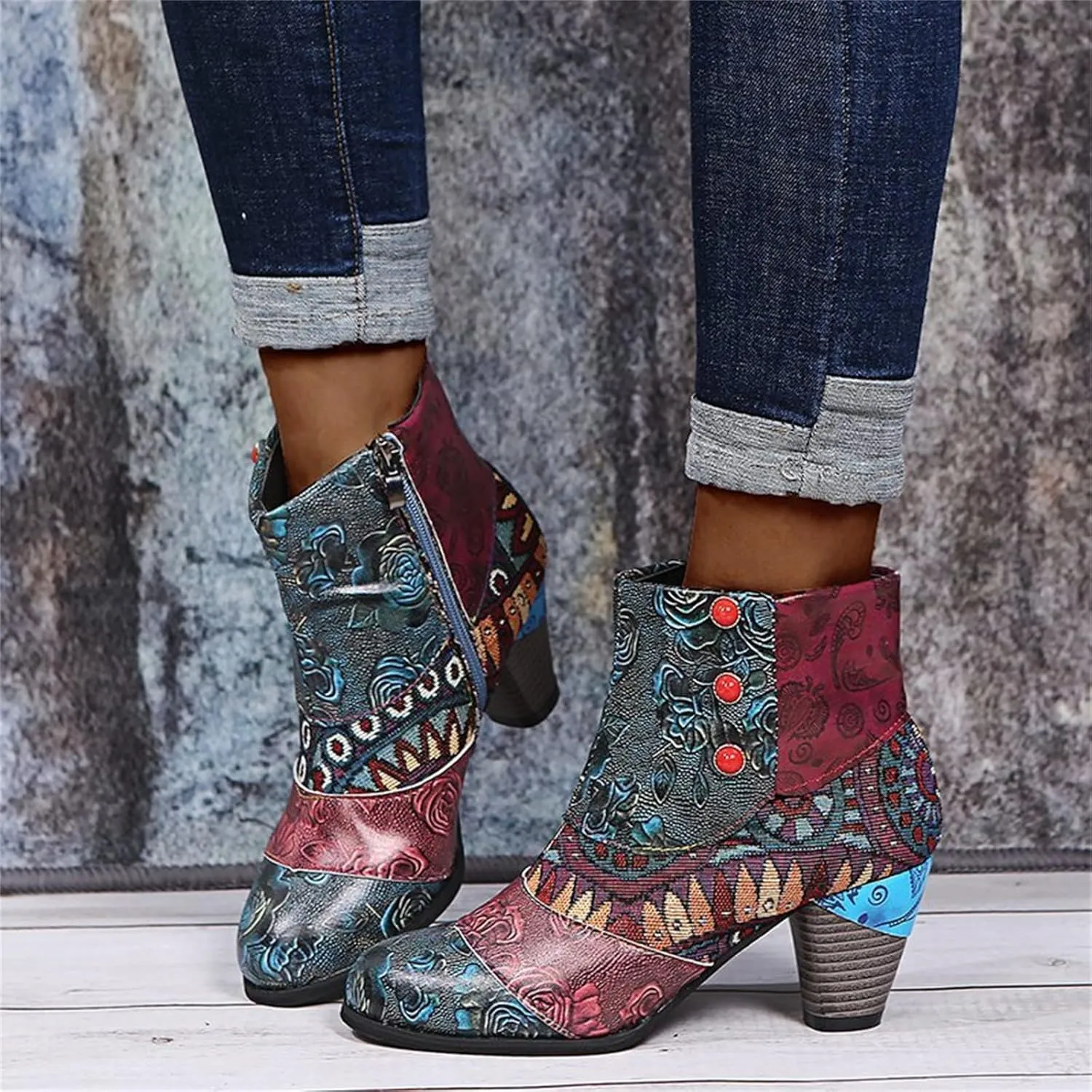 Lausiuoe Ankle Boots For Women With Heel Chunky Block Chelsea Closed Toe Booties Shoes Western Side Zipper Short Boots