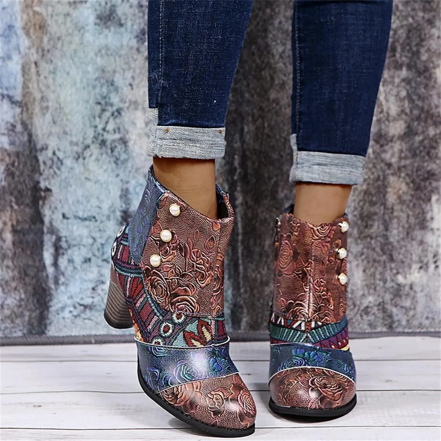 Lausiuoe Ankle Boots For Women With Heel Chunky Block Chelsea Closed Toe Booties Shoes Western Side Zipper Short Boots