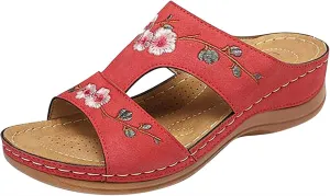 Lausiuoe Orthopedic Sandals Women Dressy Summer Flat Sandals Orthotic Flip Flops Comfortable Walk Slippers with Arch Support