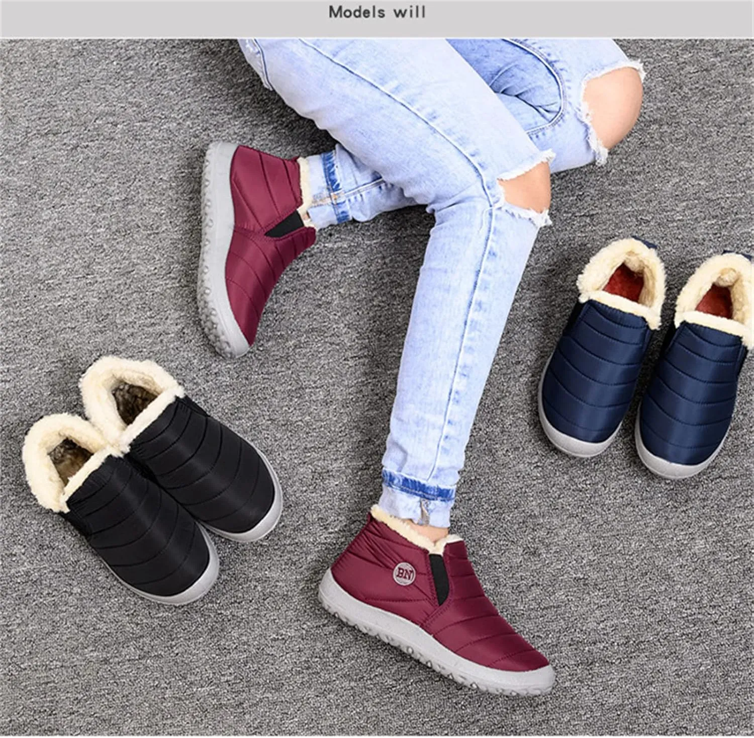 Lausiuoe Snow Boots For Women Waterproof Insulated Wide Width Warm Fur Lined Winter Boots Outdoor Ankle Booties Shoes