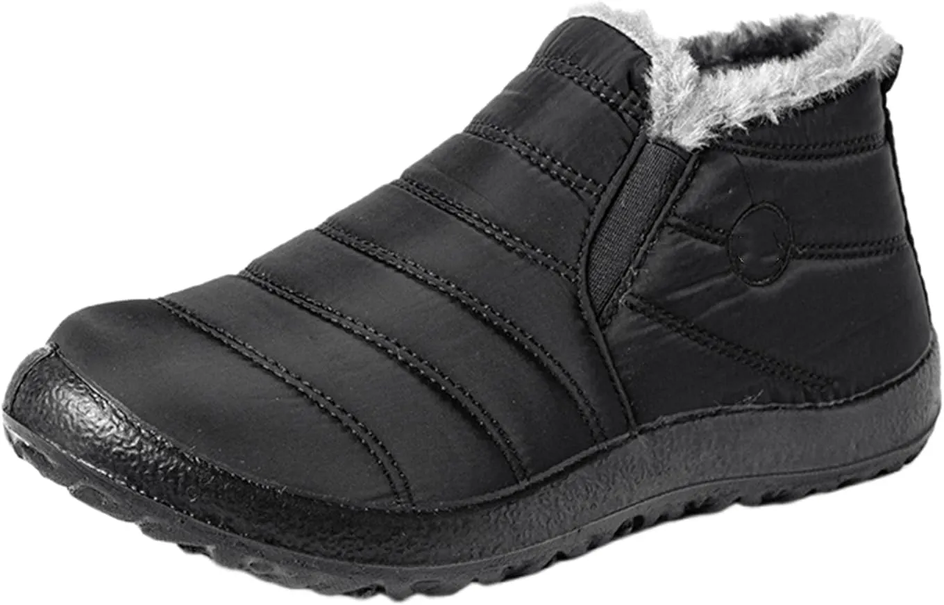 Lausiuoe Snow Boots For Women Waterproof Insulated Wide Width Winter Warm Fur Lined Ankle Booties Outdoor Walking Shoes
