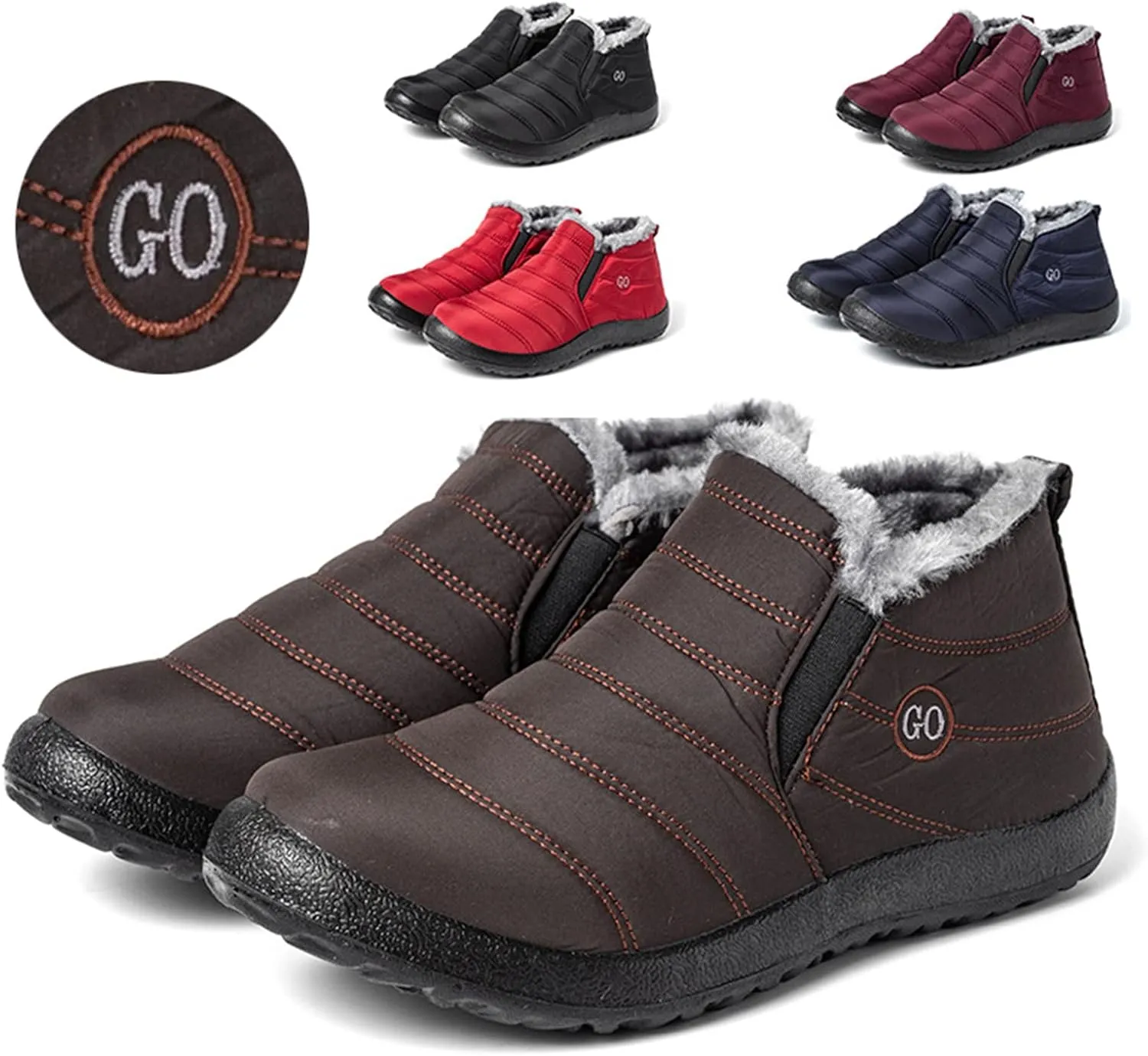 Lausiuoe Snow Boots For Women Waterproof Insulated Wide Width Winter Warm Fur Lined Ankle Booties Outdoor Walking Shoes