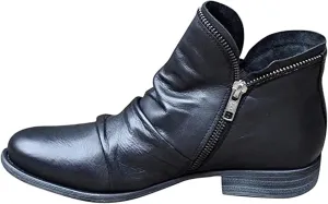 Lausiuoe Womens Boots Ankle Low Heel Pump Ankle Boots Chunky Block Slip on Cutout Closed Toe Stacked Heel Booties Shoes