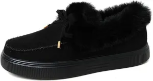 Lausiuoe Womens Winter Boots With Fur Lined Ankle Boots Slip On Snow Fuzzy Booties Fashion Casual Walking Shoes Loafers