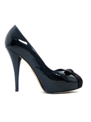 Leather and Satin Bow Heels