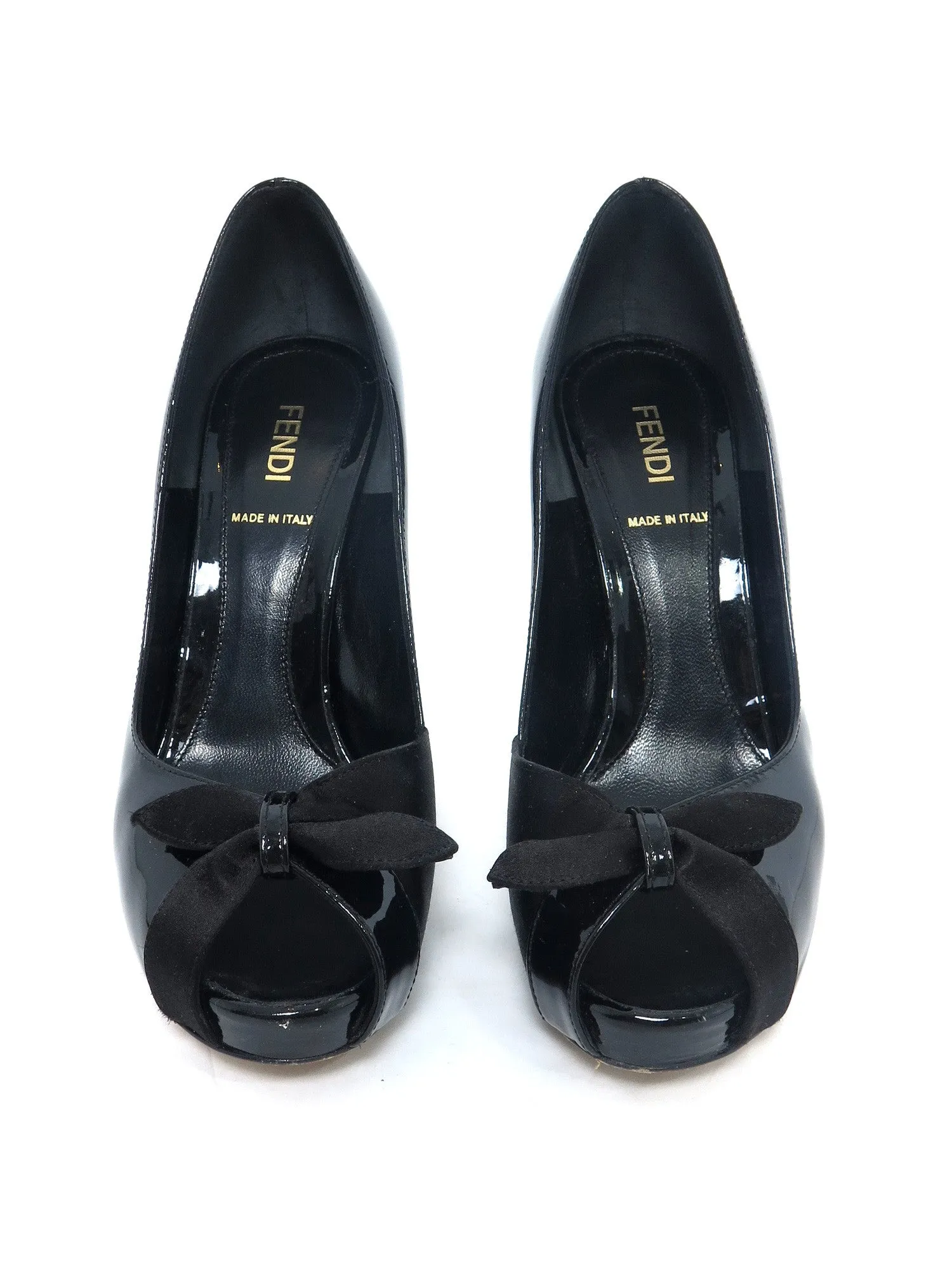 Leather and Satin Bow Heels