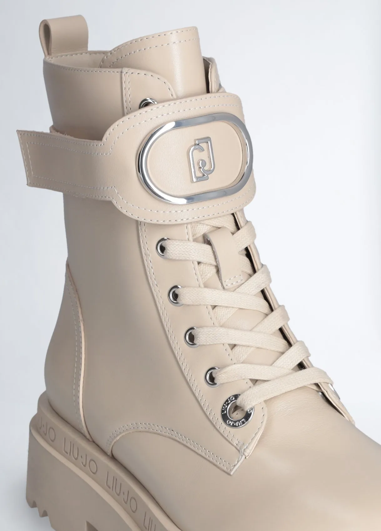 Leather platform combat boots